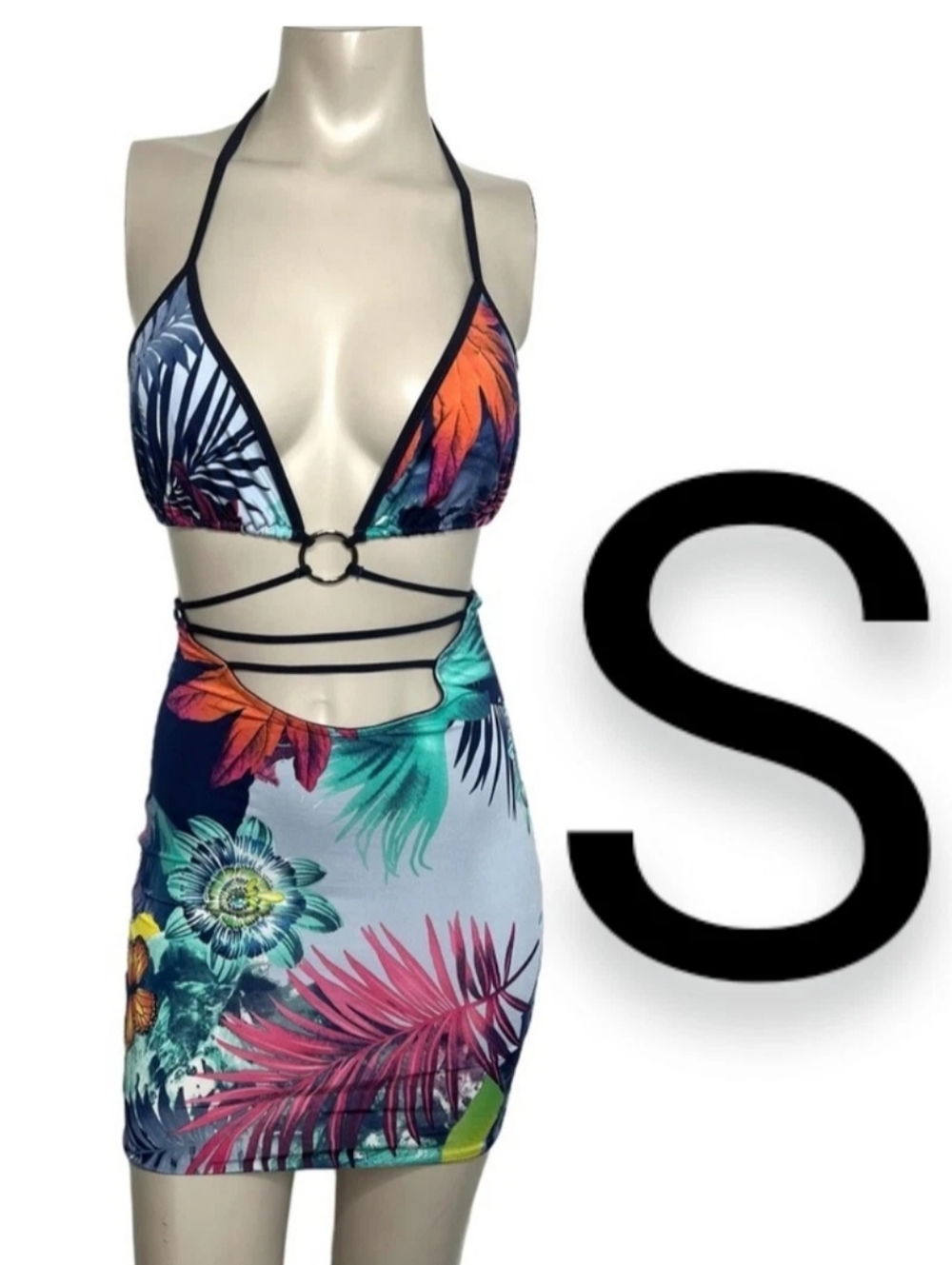 🆕SEXY Summer Print Halter MiniDress~Size S